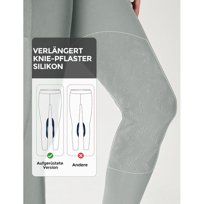 Легінси для верхової їзди для дівчаток FitT4 з силіконовими колінами та футболкою, дихаючі та еластичні, для верхової школи та велосипеду (Сірий, L)