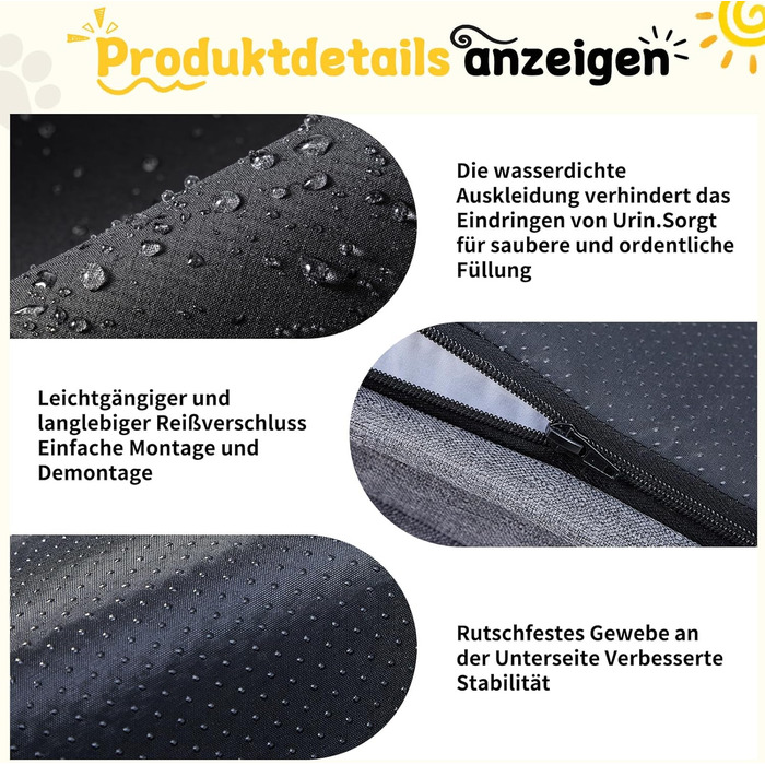 Ортопедичне ліжко для собак середніх та великих порід, 109x84x21 см, з високощільним шаром, знімний водонепроникний чохол, зручне, неслизьке (Світло-сірий, L)