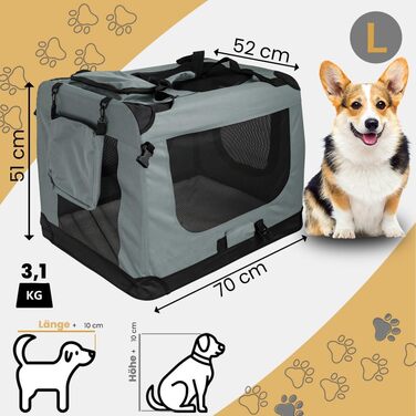 Складана переносна переносна сумка-переноска для собак та котів Petigi (Сірий, L 70x52x51 см)