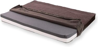 Баллу: Ортопедичне ліжко для собак, XXL (120x100 см), коричневе, з пам'яті ефекту, миється, не слизьке, з м'яким килимком