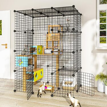 Великий котячий вольєр для дому та вулиці, металевий, знімний, DIY Catio для 1-3 котів, 2x3x4 м, ігровий майданчик