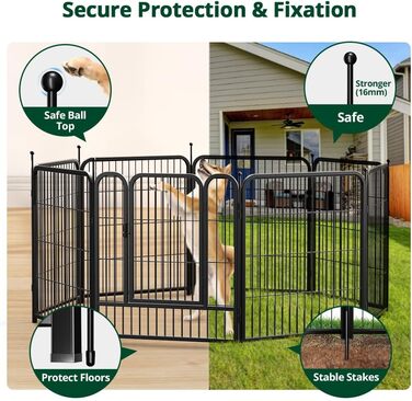 PawGiant Забіг для собак, огорожа, клітка - 8 панелей, 71.1 x 81.3 см. Металевий забіг для собак, котів, цуценят. Підходить для дому, кемпінгу, відпочинку на природі.