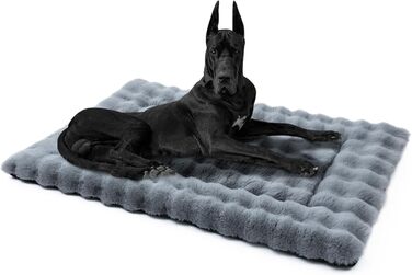 Лежак для собак Mora Pets, м'який, флісовий, сірий, 107x71 см, протиковзкий, для малих, середніх і великих порід, праний