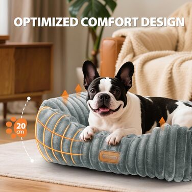 Ліжко для собак Nobleza, 65x55x20 см, сіре, з м'якою піною, знімний чохол, неслизьке дно