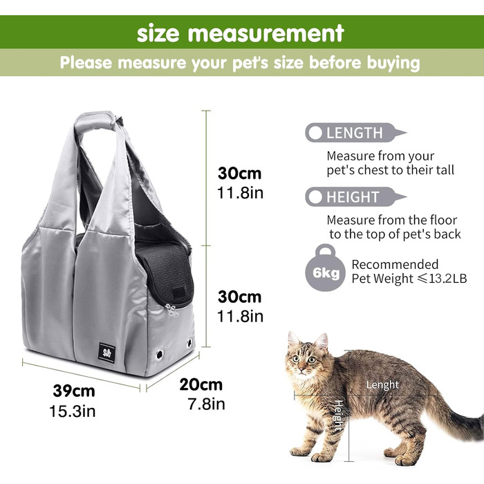 PETCUTE Сумка-переноска для собак та котів, сіра. Дихаюча, з міцною основою, безпечна, з поводком та кишенями. Підходить для маленьких та середніх собак, кошенят та котів