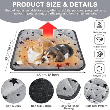 Самогріюча ковдра для котів та собак Namalu зі зірковим малюнком. Тепла, м'яка, неслизька ковдра для домашніх тварин. Можна прати. Підходить для використання в приміщенні та на вулиці.