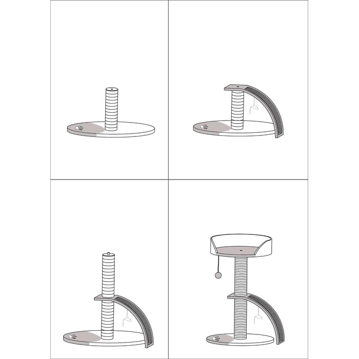 Дерев'яний кігтеточка для котів Beltom® Kratzbaum, 54 см, Коричнево-бежевий