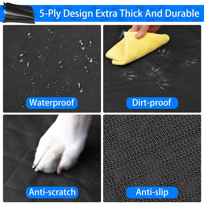 Захист для багажника автомобіля для собак, килимок у багажник для маленьких авто, водовідштовхувальний, універсальний, сірий, 185x150 см