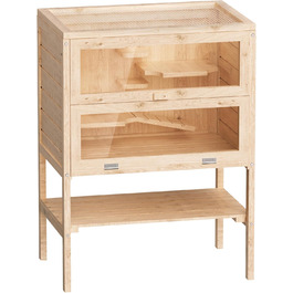 Клітка для тварин Wiltec 3-ярусна, 600x400x800 мм, дерев'яна, з відкидним верхом та оглядовим вікном, для мишей, хом'яків, 600 x 400 x 800 мм