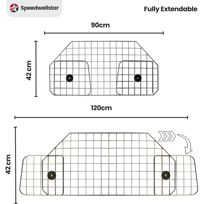 Сітка для собак у багажник авто, регульована металева сітка-перегородка, захист для тварин