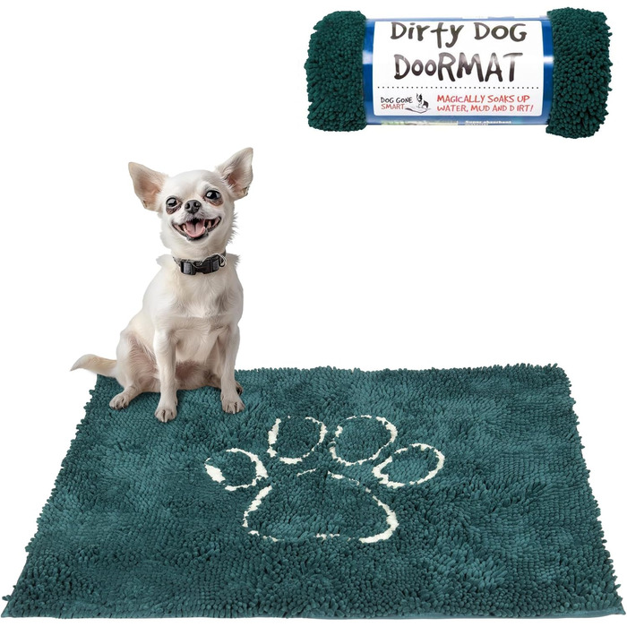 Килимок для ніг Dirty Dog - швидковисихаючий, антиковзкий, для чистого підлого, поглинаючий, машинне прання (10 x 36 см, Petrol)