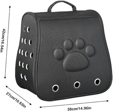 Трансформер для тварин: переноска-рюкзак для котів та маленьких собак, чорний