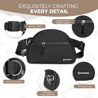 Сумка для дресирування собак Leckerlibeutel, з невеликим кишеньковим мішечком, вбудованим диспенсером для пакетів та тримачем для собачих екскрементів, кремового кольору (чорний)