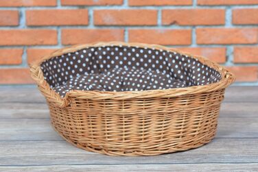 Корзина для собак та котів з плетеної лози e-wicker24, 75x75 см, з подушкою