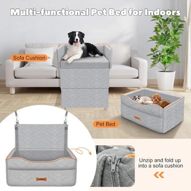 Автокрісло для собак VavoPaw: для собак до 25 кг, з м'яким сидінням та страхувальним ременем, сіре