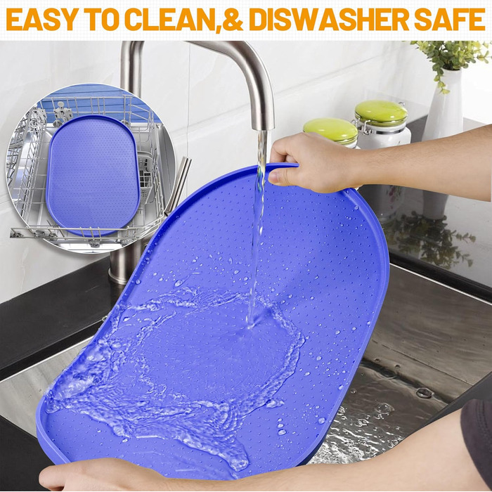 Водонепроникний силіконовий килимок для годівлі собак та котів з високим бортиком, захист від розливу, розміри 48.3 x 19 дюймів та 32 x 24 дюйми