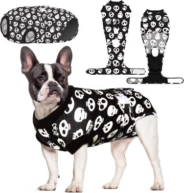 Комбінезон для собак та котів CuteBone Skulls післяопераційний, середній, для захисту ран, SSF05M-DE