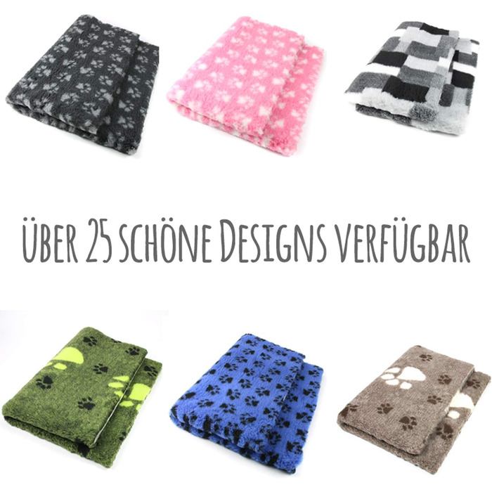 Преміум ковдра для собак ProFleece, сіра з чорними лапами, 75 x 50 см | Антибактеріальна, антиалергенна, неслизька, дихаюча, ізолююча