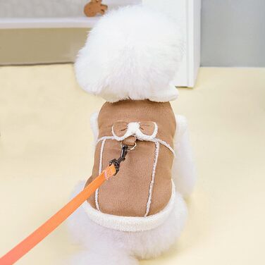 Теплий зимовий одяг для собак Jecikelon: рожевий/хакі, XS, з коміром-гетром, з кільцем для повідка, з флісовою підкладкою