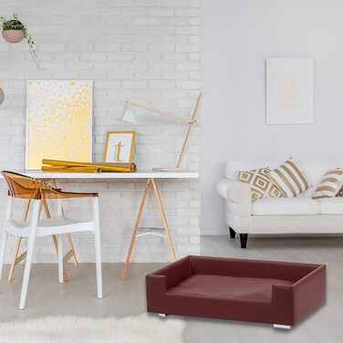 Диван для собак Lycce зі штучної шкіри, бордовий, 91x57x25 см