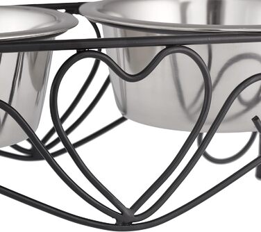 Набір мисок для собак Relaxdays з підставкою: 2 миски з нержавіючої сталі, 800 мл (чорний/сріблястий)