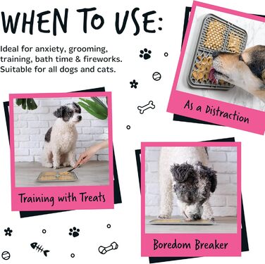 Килимок для лизання для собак та котів Bugalugs, 20 см, сірий, харчовий BPA-free