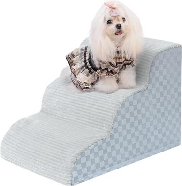 Сходинки для собак: 4-ступенева перехідна рамка для маленьких собак, сірого кольору, з високощільним пінопластом та антиковзним покриттям