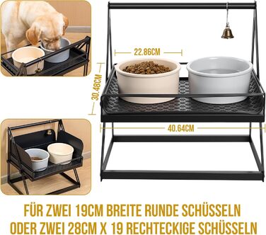 Підставка для мисок для собак OneTigris, регульована висота 28 см, анти-розливання, з дзвіночком, для середніх та великих собак