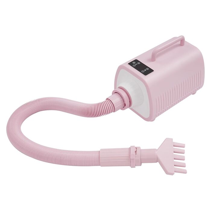 Пилосос для шерсті собак і котів з LED-підсвічуванням та сенсорним екраном, 9 режимів, регулювання повітря та температури, 3 насадки, рожевий