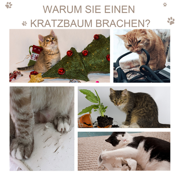 Кігтеточка PawHut стайня, котяче дерево для маленьких кішок, з ігровими м'ячами, кігтеточка, жердинки, стайня, темно-сірий | Аосом