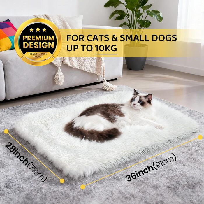 М'яке ліжко для котів, 60x45 см, плюшеве, для котів та маленьких собак, 2 в 1, тепле гніздо, ліжко-мішок, ковдра для котів, миється, розмір 91x71x3 см