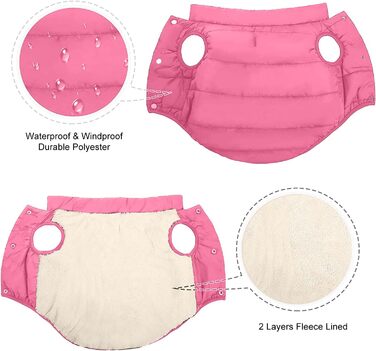 PETCUTE Тепла куртка для собак на зиму, водонепроникна жилетка для великих собак, зручна та стильна, для холодної погоди (XS, Рожевий)