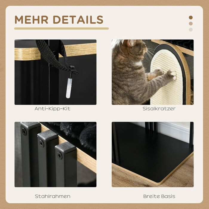 Дерев'яний комплекс для котів PawHut з ігровим м'ячем, 40x30x43 см (85x48x170 см)