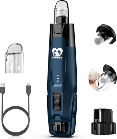 Електричний шліфувальник для собак та котів Casfuy Neue – 6 швидкостей, 2 LED, тиха робота, 7 годин роботи