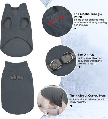 Теплий жилет для собак BEAUTYZOO з капюшоном та кільцем для повідка – теплий одяг для малих та середніх собак, сірий XL (обхват грудей: 55.8 см)