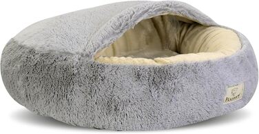 Кругле ліжко для собак та котів Zotteliges з балдахіном, сірого кольору, діаметр 70 см