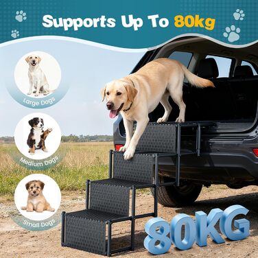 Рампа для собак, автомобіля, складна, до 80 кг, антиковзаюча поверхня, алюмінієвий каркас, для SUV та великих собак