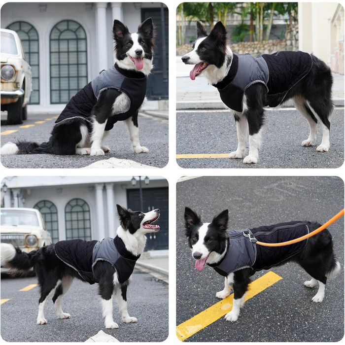 Флісова куртка для собак, чорна, розмір S. Водонепроникна куртка для цуценят на зиму. D-кільця.