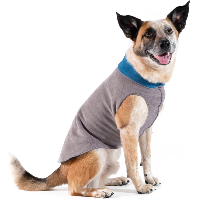 Теплий пуловер для собак Gold Paw Duluth з флісу - зручний, м'який, 4-х стороння еластичність, для повсякденного використання, придатний для прання в машині, блакитний у клітинку, розмір 22