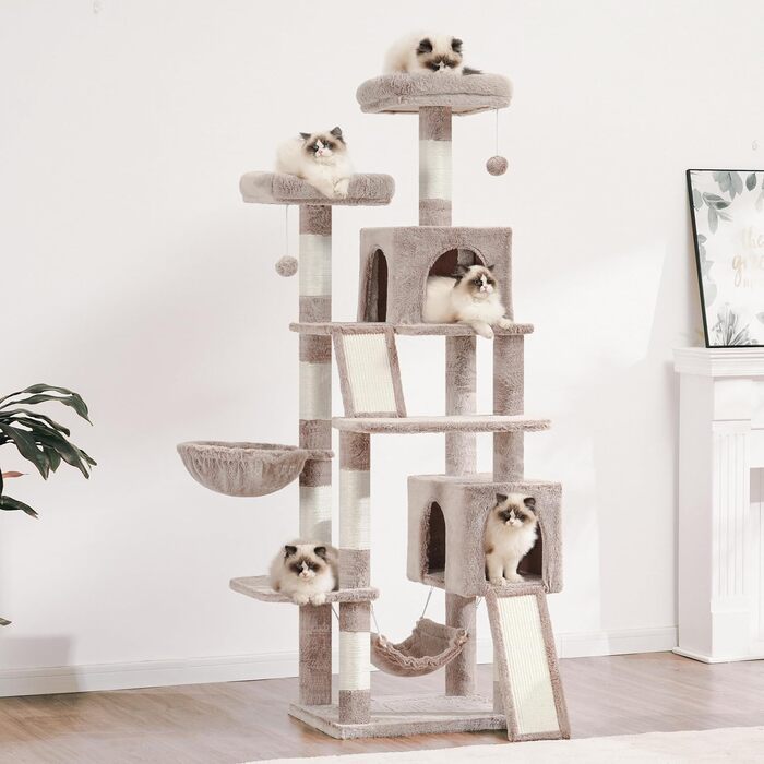 Комплекс для котів Kratzbaum GCT032W (180 см, коричневий): кігтеточка, будиночок, майданчик для великих котів