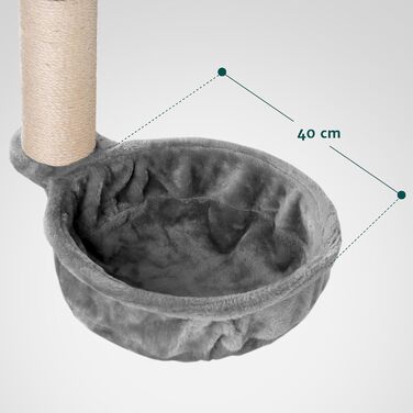 Лежанка для кота HappyPet XL на когтедрапці, Ø 40 см, сталевий каркас, плюш 440 г, до 15 кг, сіра