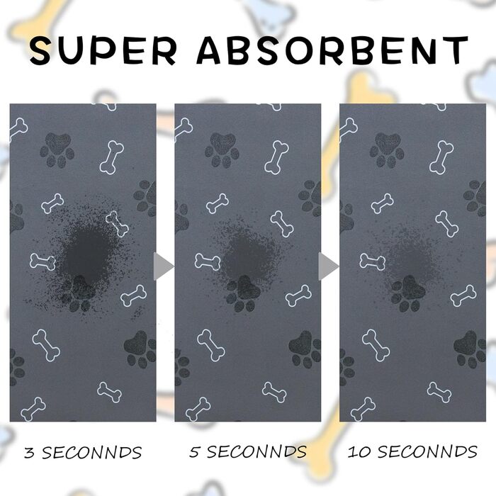 Килимок для годівлі собак та котів, неслизький, швидковисихаючий, поглинаючий, 46 x 30 см, Чорний