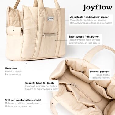 Сумка-переноска для собак та котів Joyflow | 6 кг | м'яка переноска з безпечним кліпом | для подорожей літаком та автомобілем | дизайн Європа | бежева