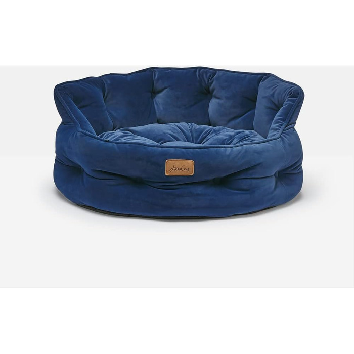 Ліжко для собак Roewood x Joule Chesterfield, невелике, розкішне, з антиковзким дном, додатковою підкладкою та підтримкою, дизайн у стилі Chesterfield, зручне місце для відпочинку (темно-синій, 70x70x27 см)