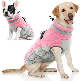 Зимовий теплий одяг для собак AOFITEE: водонепроникний флісовий зимовий костюм з шлейкою та блискавкою для маленьких, середніх та великих собак, рожевий L