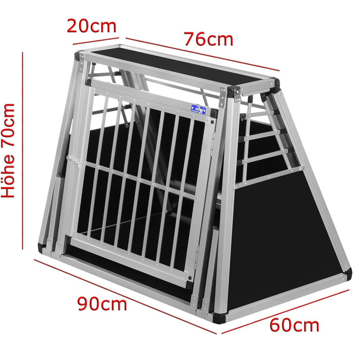 Transportbox N53 для собак - алюмінієва переноска 60x90x70 см з аварійним виходом, безпечний транспорт тварин в авто