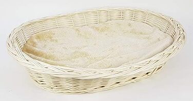 Корзина для собак Tigana з плетіння з лози, біла, 80 см (+ подушка бежева)