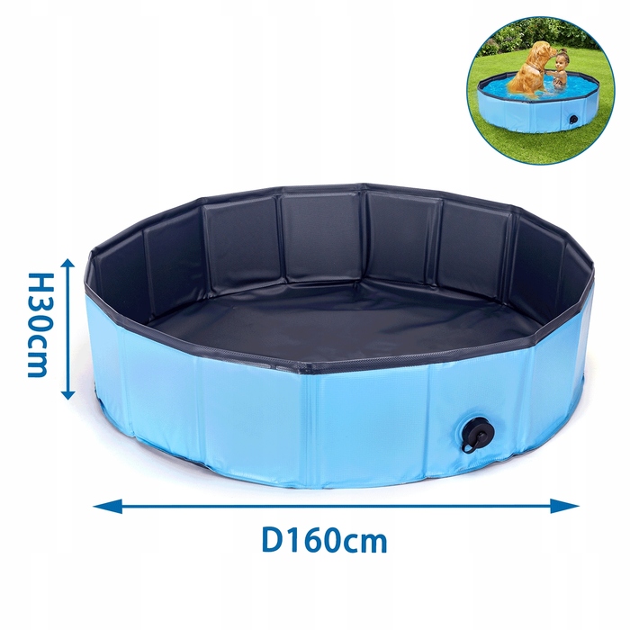 Складаний садовий басейн для собак Nobleza, синій, 160×30 см