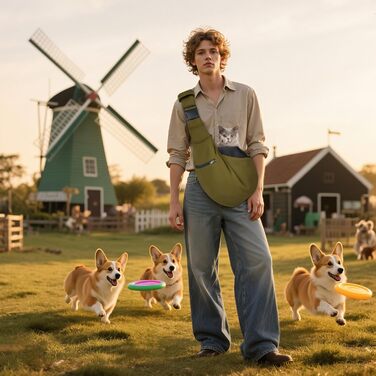 Трансформер для собак та котів ALLSOPETS, дихаюча сумка-переноска з безпечною шлейкою, м'яка переноска для подорожей та до ветеринара (Оливковий)