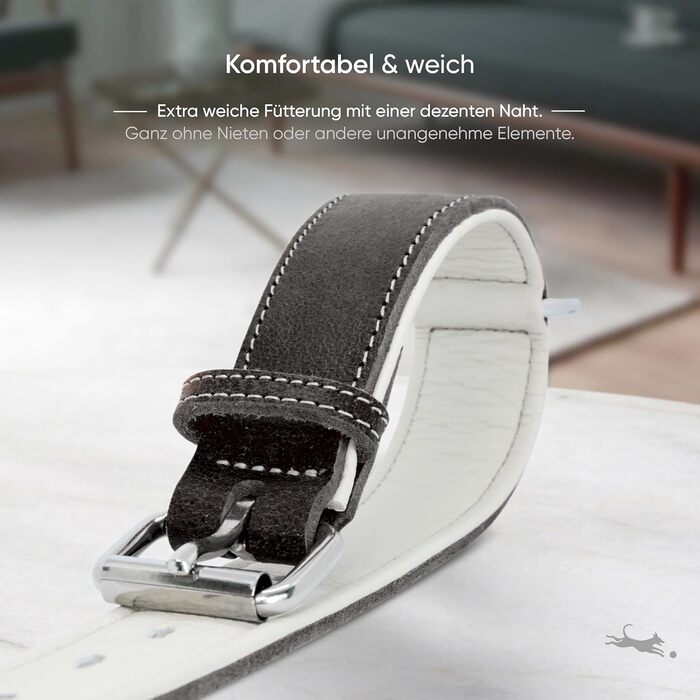 Нашийник для собак FREUDENTIER® Amstelpark з повном'якої шкіри, м'який та комфортний, Made in EU (47-57 см)